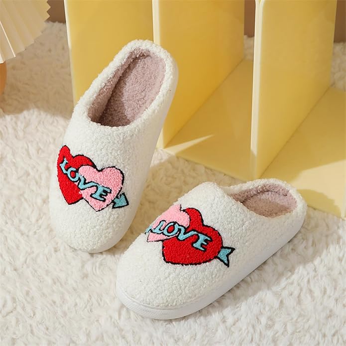 Women's Warm Graphic Holiday Slippers, Indoor, Fluffy & Warm Fleece Slip-On House Shoes, Perfect Gift For Mom, Sister, Girlfriend, & Friends