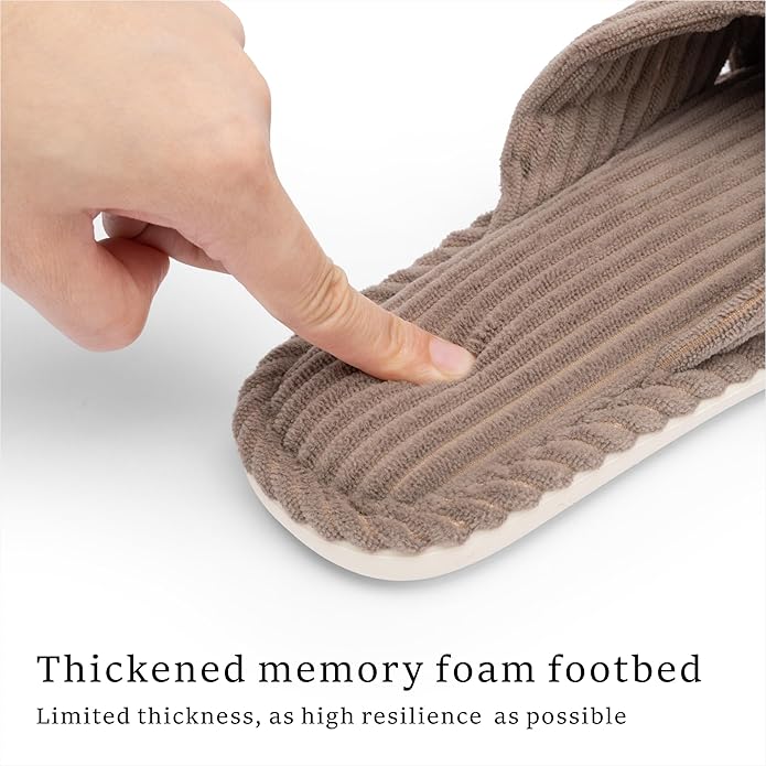 Slippers for Women Memory Foam House Womens Slipper Slides Home Bedroom Bathroom Spa Open Toe Corduroy Bow Slippers Cozy Comfortable