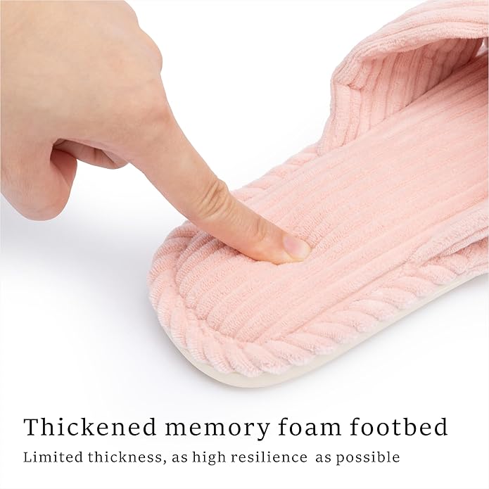 Slippers for Women Memory Foam House Womens Slipper Slides Home Bedroom Bathroom Spa Open Toe Corduroy Bow Slippers Cozy Comfortable