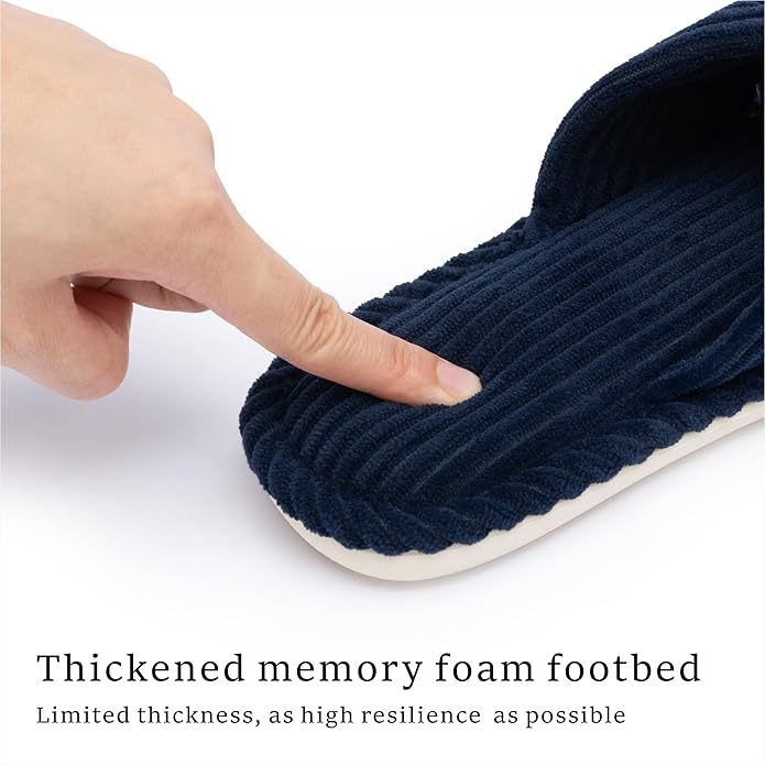 Slippers for Women Memory Foam House Womens Slipper Slides Home Bedroom Bathroom Spa Open Toe Corduroy Bow Slippers Cozy Comfortable