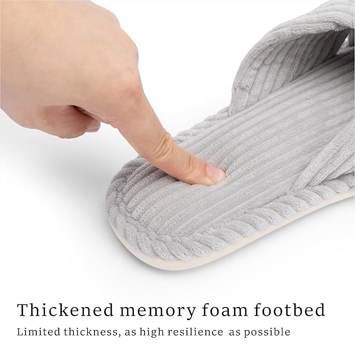 Slippers for Women Memory Foam House Womens Slipper Slides Home Bedroom Bathroom Spa Open Toe Corduroy Bow Slippers Cozy Comfortable