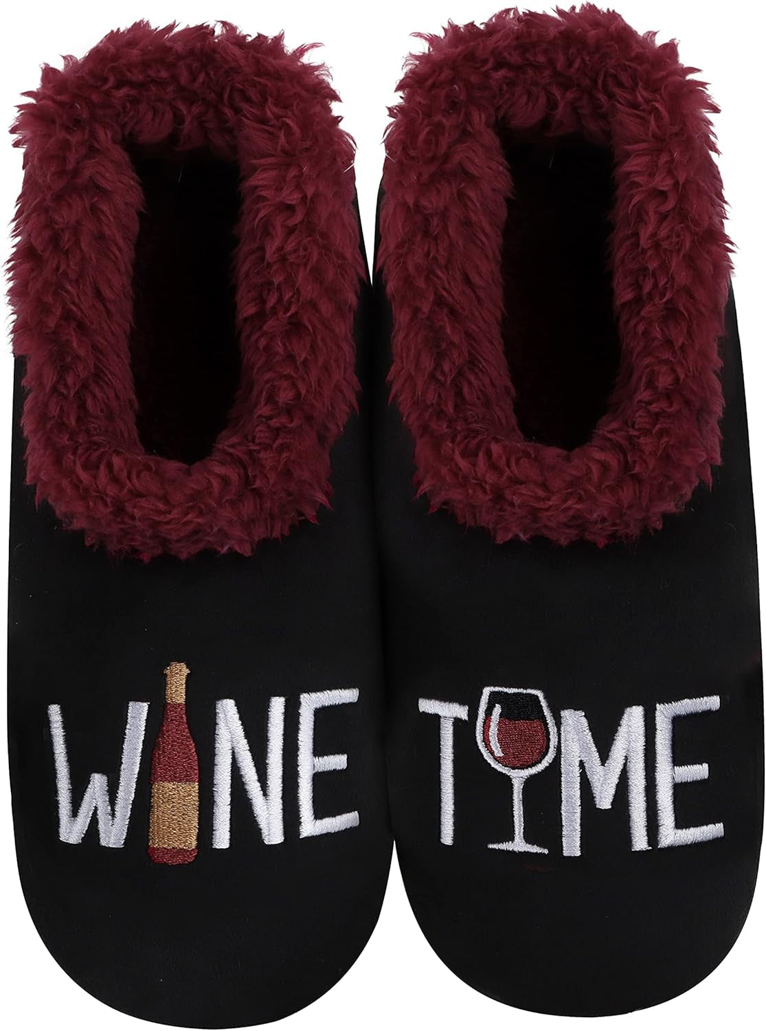 Women's Pairable Wine & Coffee Gift Slippers - Funny Non-Slip Fuzzy House Slippers