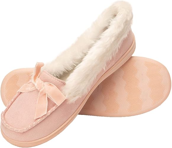 Women's Suede Moccasins - Indoor/Outdoor Winter Shoes - Comfort Active Footwear