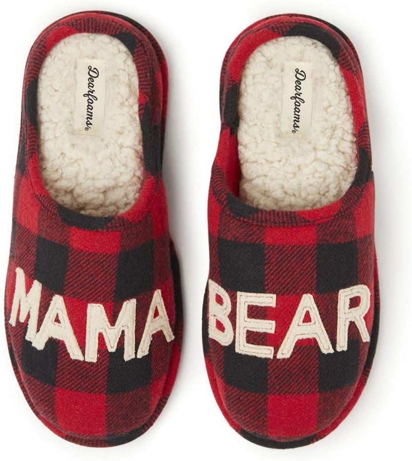 Women’s Christmas Gifts for Mom Cute Matching Family Pajama Mama Bear Slipper