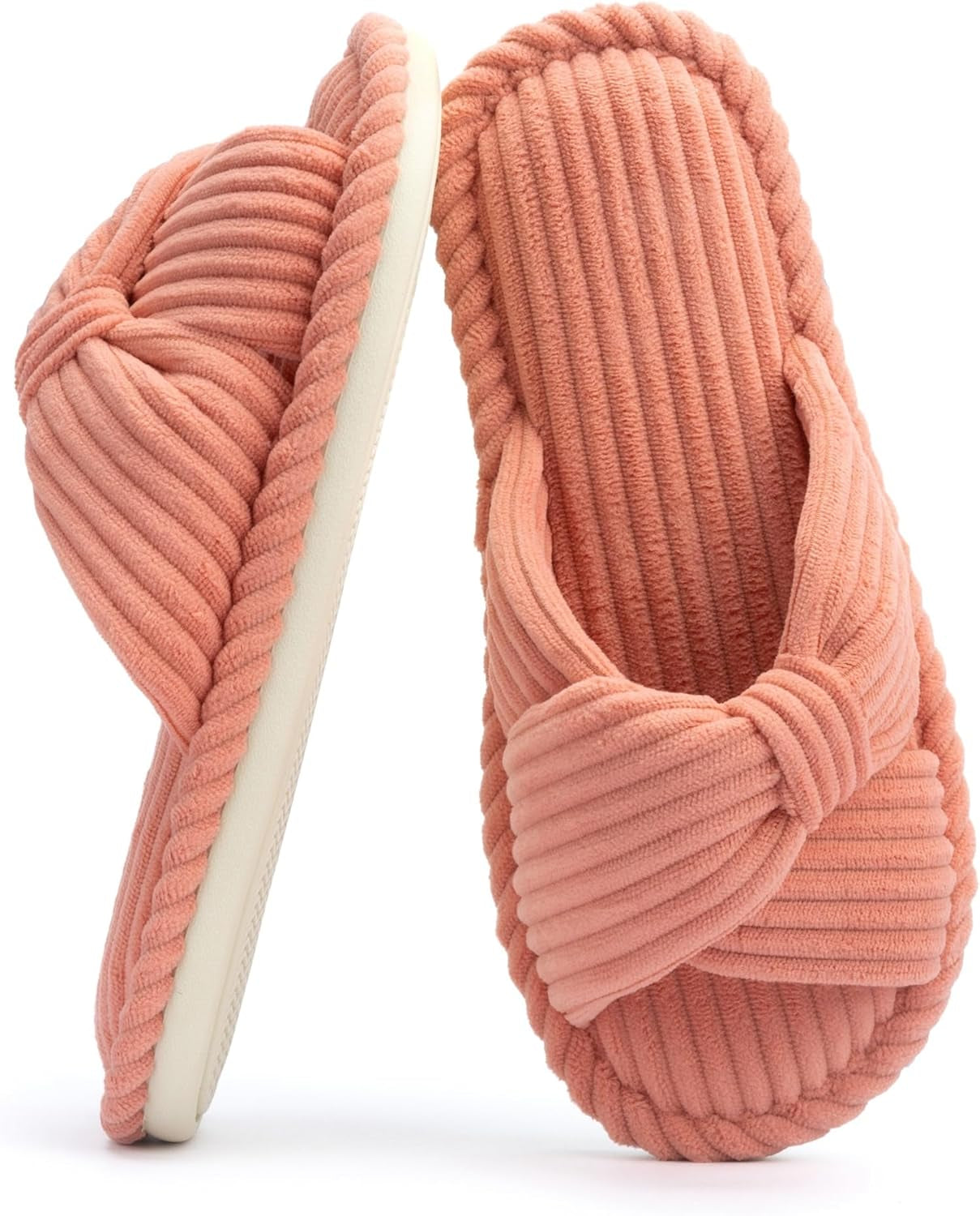 Slippers for Women Memory Foam House Womens Slipper Slides Home Bedroom Bathroom Spa Open Toe Corduroy Bow Slippers Cozy Comfortable