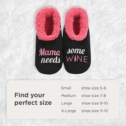 Women's Pairable Wine & Coffee Gift Slippers - Funny Non-Slip Fuzzy House Slippers