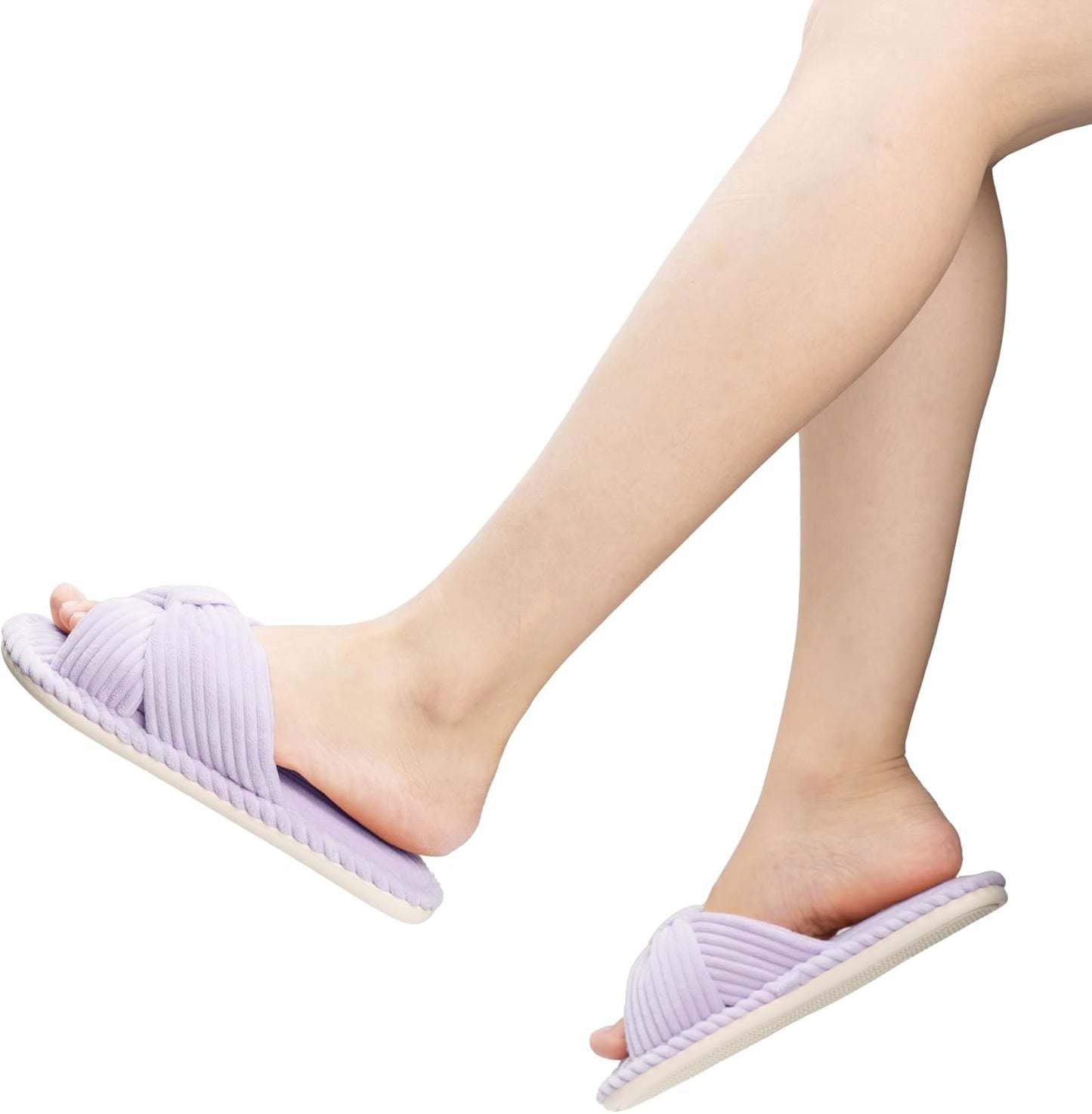 Slippers for Women Memory Foam House Womens Slipper Slides Home Bedroom Bathroom Spa Open Toe Corduroy Bow Slippers Cozy Comfortable