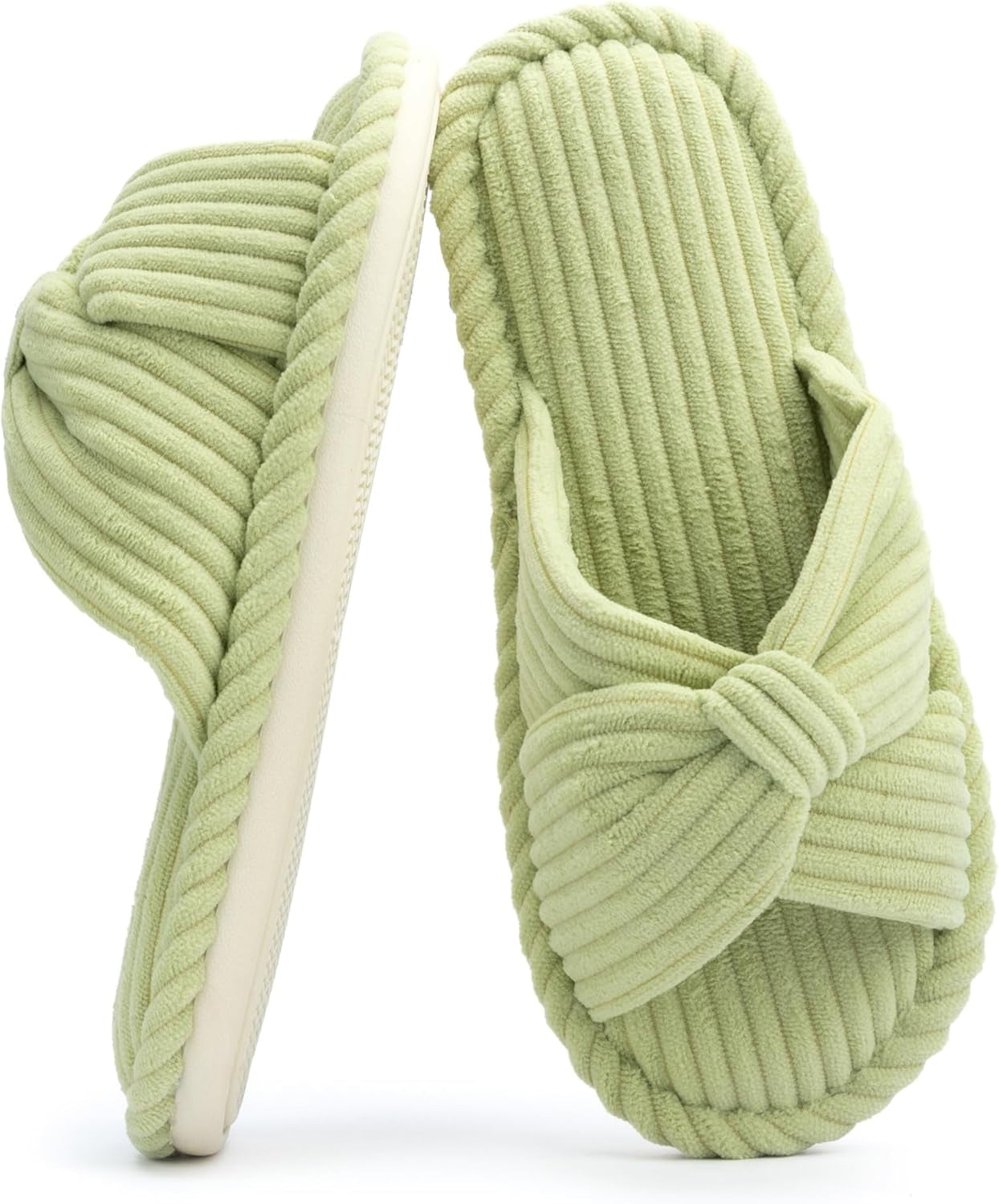 Slippers for Women Memory Foam House Womens Slipper Slides Home Bedroom Bathroom Spa Open Toe Corduroy Bow Slippers Cozy Comfortable