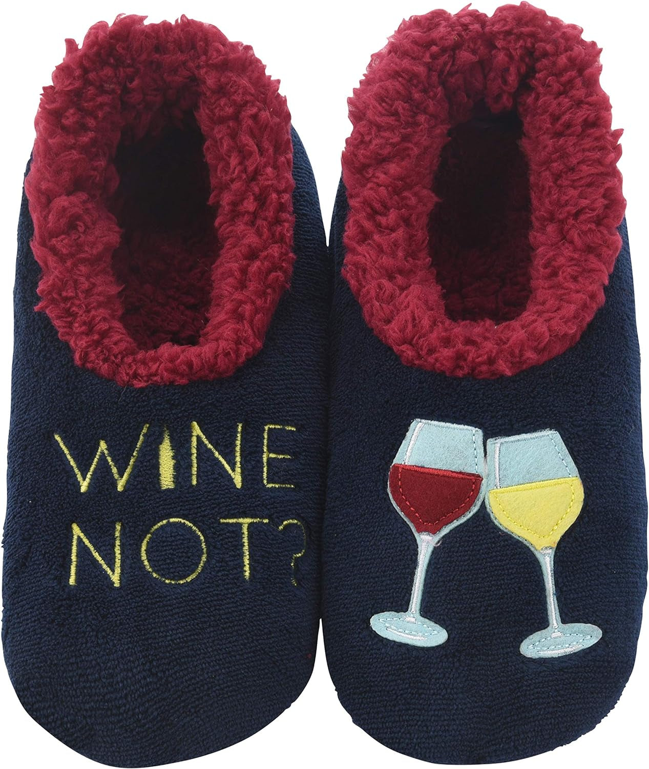 Women's Pairable Wine & Coffee Gift Slippers - Funny Non-Slip Fuzzy House Slippers