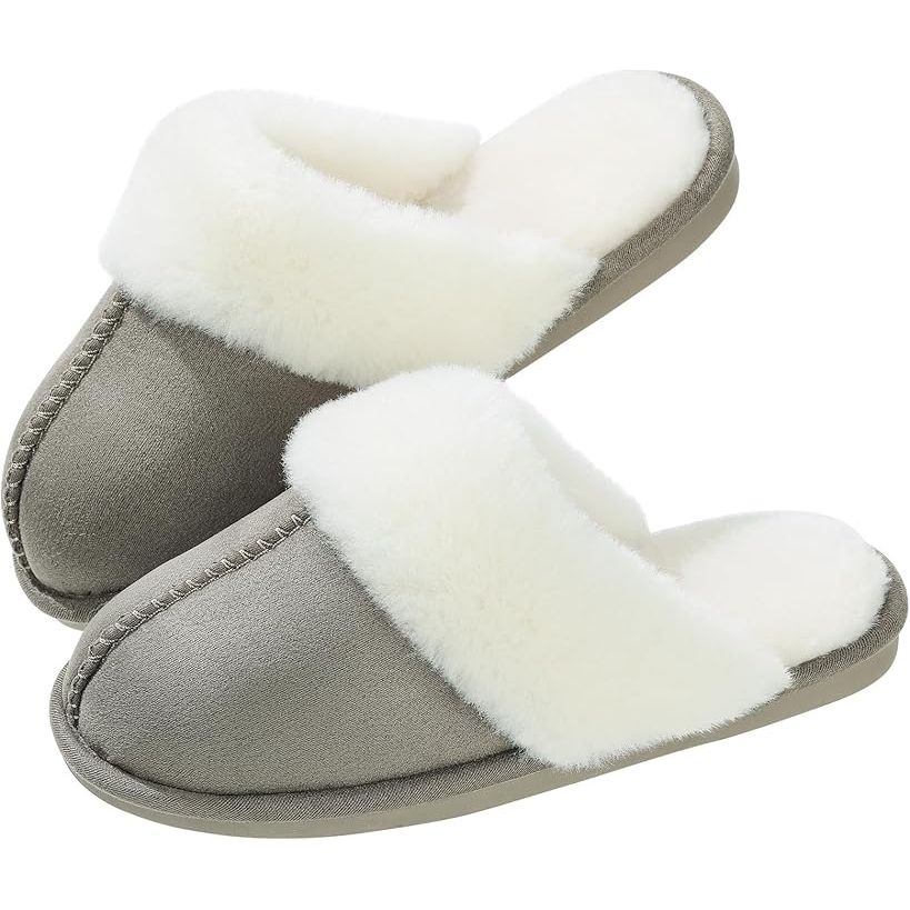 Women's Fuzzy Faux Fur & Suede Slippers, Warm & Comfortable, Multi Functional, Good Gift Idea for Girlfriend Family Member and Friends