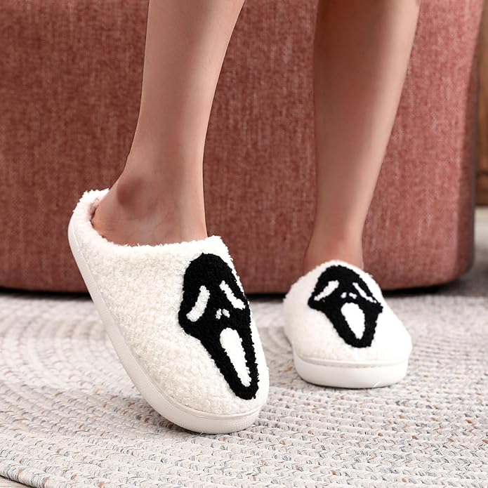 Women's Warm Graphic Holiday Slippers, Indoor, Fluffy & Warm Fleece Slip-On House Shoes, Perfect Gift For Mom, Sister, Girlfriend, & Friends