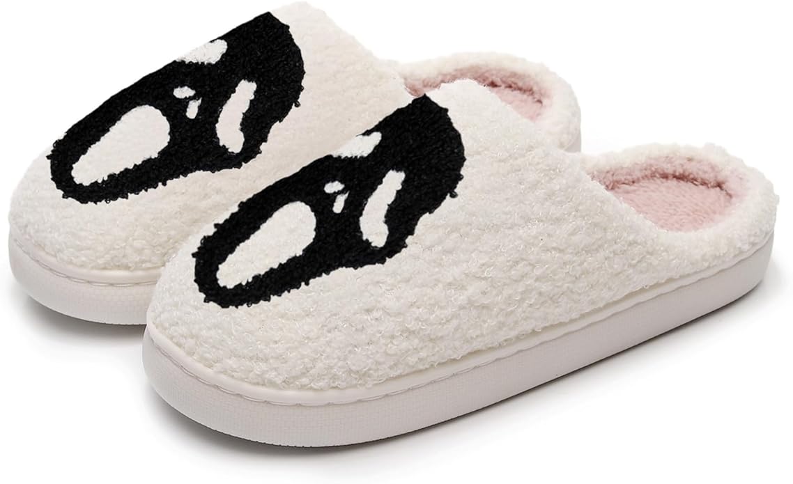 Women's Warm Graphic Holiday Slippers, Indoor, Fluffy & Warm Fleece Slip-On House Shoes, Perfect Gift For Mom, Sister, Girlfriend, & Friends