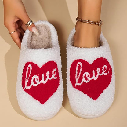 Women's Warm Graphic Holiday Slippers, Indoor, Fluffy & Warm Fleece Slip-On House Shoes, Perfect Gift For Mom, Sister, Girlfriend, & Friends