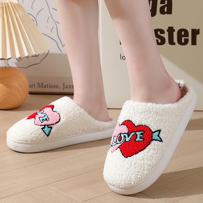 Women's Warm Graphic Holiday Slippers, Indoor, Fluffy & Warm Fleece Slip-On House Shoes, Perfect Gift For Mom, Sister, Girlfriend, & Friends