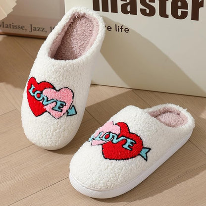 Women's Warm Graphic Holiday Slippers, Indoor, Fluffy & Warm Fleece Slip-On House Shoes, Perfect Gift For Mom, Sister, Girlfriend, & Friends