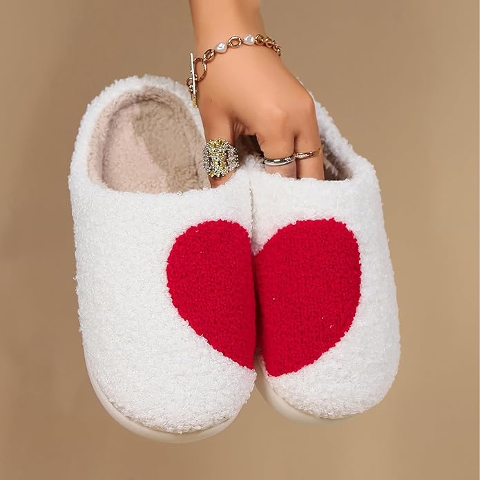 Women's Warm Graphic Holiday Slippers, Indoor, Fluffy & Warm Fleece Slip-On House Shoes, Perfect Gift For Mom, Sister, Girlfriend, & Friends