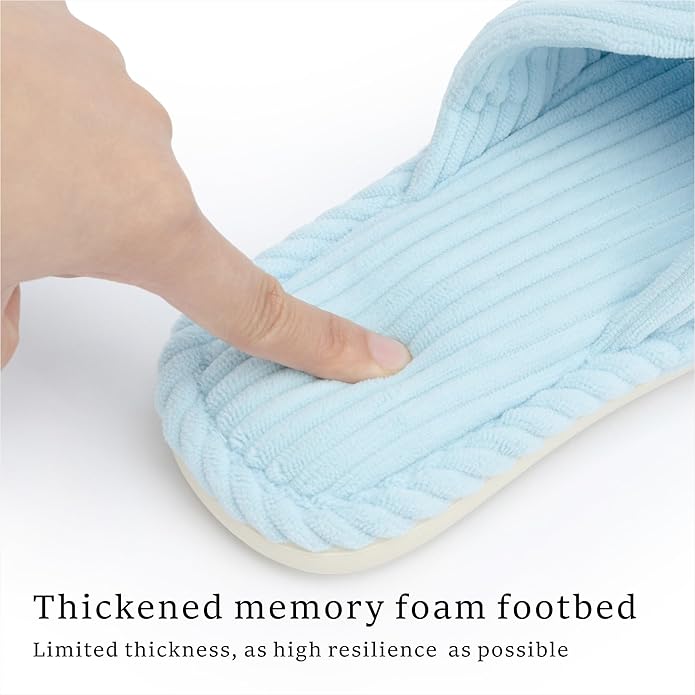 Slippers for Women Memory Foam House Womens Slipper Slides Home Bedroom Bathroom Spa Open Toe Corduroy Bow Slippers Cozy Comfortable