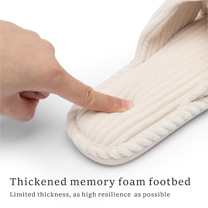 Slippers for Women Memory Foam House Womens Slipper Slides Home Bedroom Bathroom Spa Open Toe Corduroy Bow Slippers Cozy Comfortable