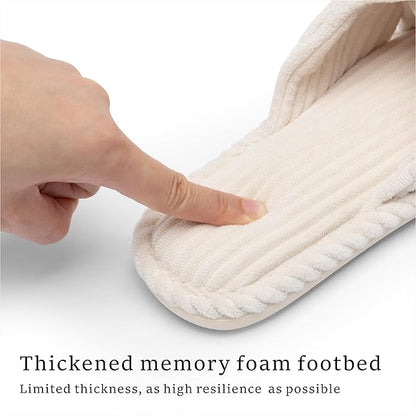 Slippers for Women Memory Foam House Womens Slipper Slides Home Bedroom Bathroom Spa Open Toe Corduroy Bow Slippers Cozy Comfortable