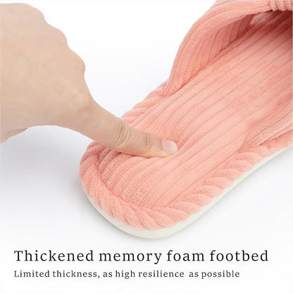Slippers for Women Memory Foam House Womens Slipper Slides Home Bedroom Bathroom Spa Open Toe Corduroy Bow Slippers Cozy Comfortable