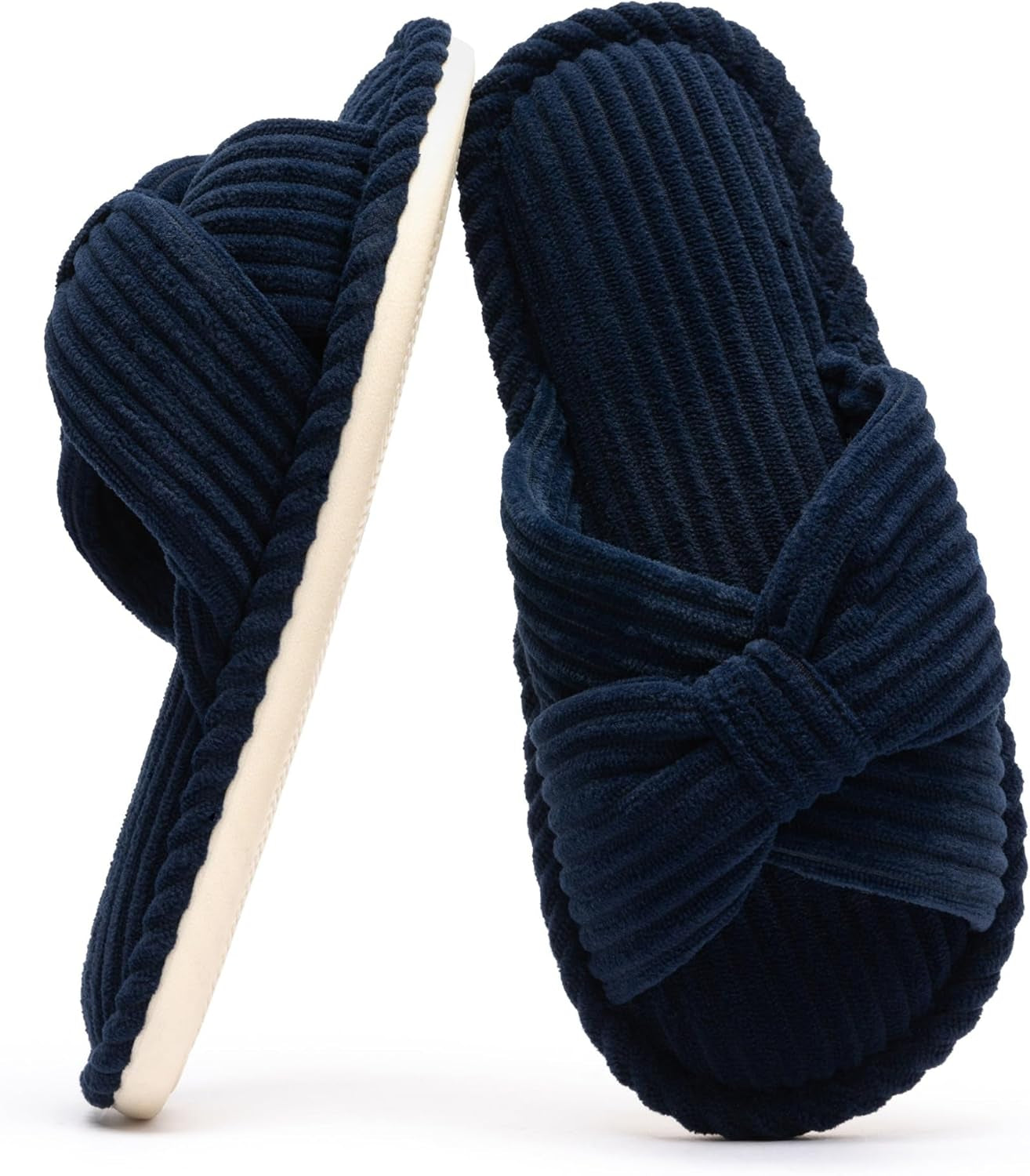 Slippers for Women Memory Foam House Womens Slipper Slides Home Bedroom Bathroom Spa Open Toe Corduroy Bow Slippers Cozy Comfortable