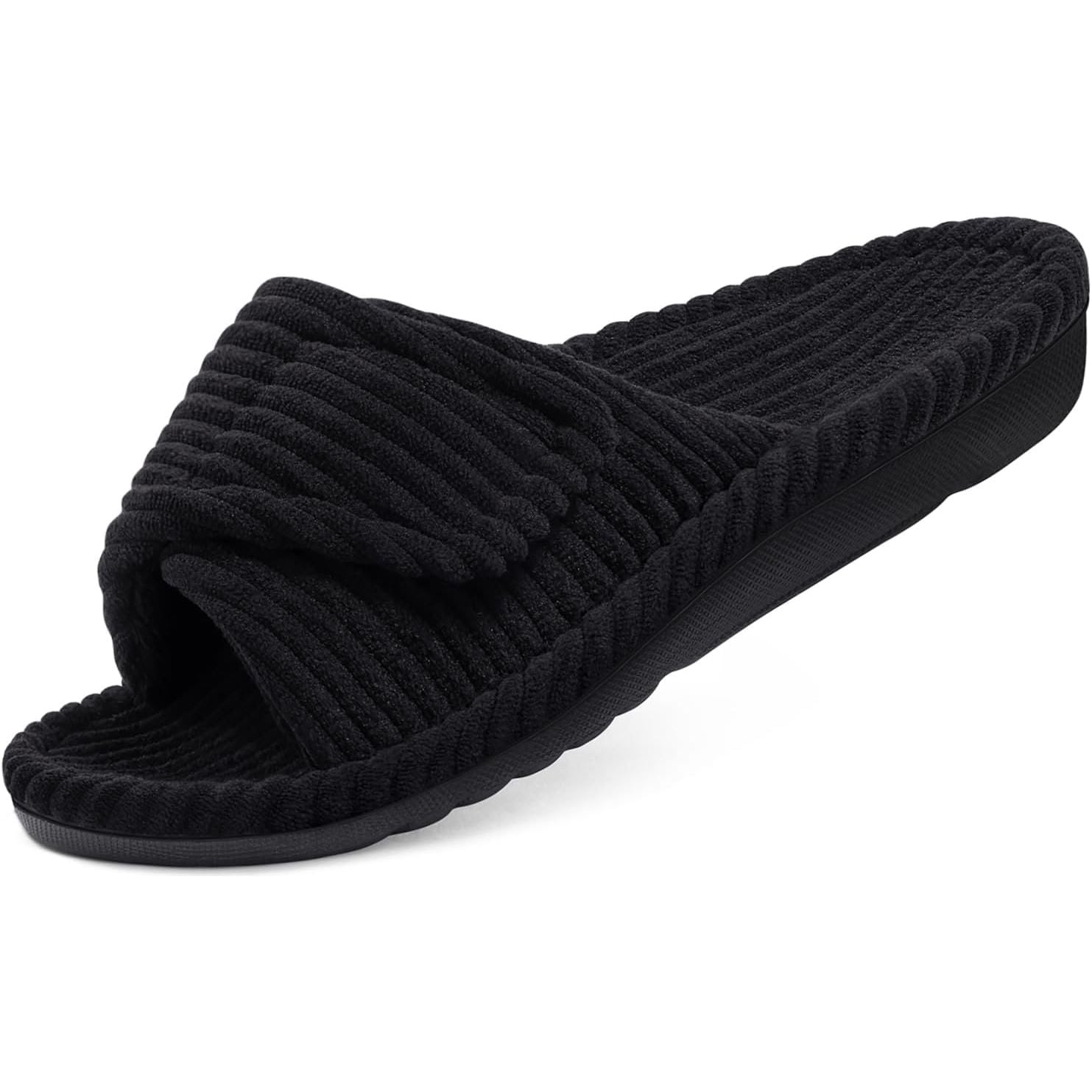 Orthopedic House Slippers for Women With Adjustable Arch For Support, Indoor Open Toe Corduroy Shoes