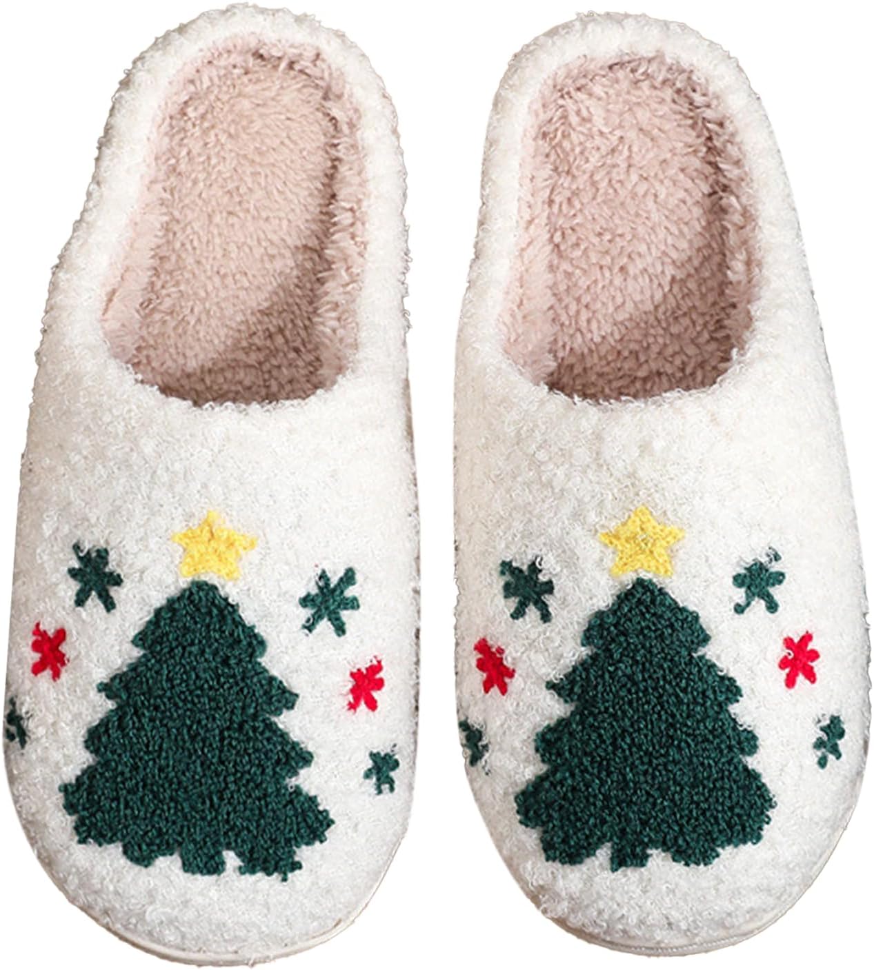 Women's Warm Graphic Christmas Slippers, Indoor, Fluffy & Warm Fleece Slip-On House Shoes, Perfect Gift For Mom, Sister, Girlfriend, Friends