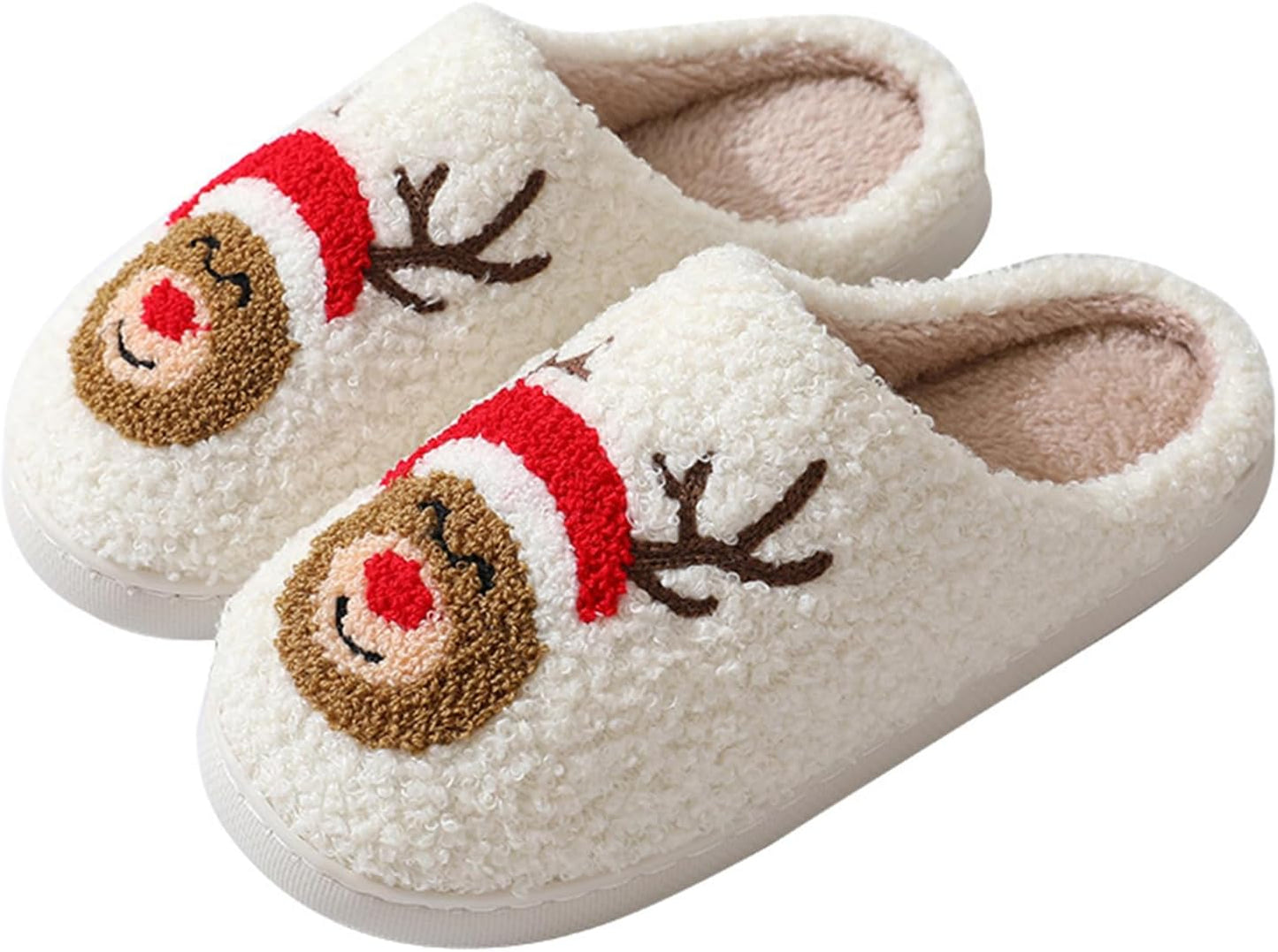 Women's Warm Graphic Christmas Slippers, Indoor, Fluffy & Warm Fleece Slip-On House Shoes, Perfect Gift For Mom, Sister, Girlfriend, Friends