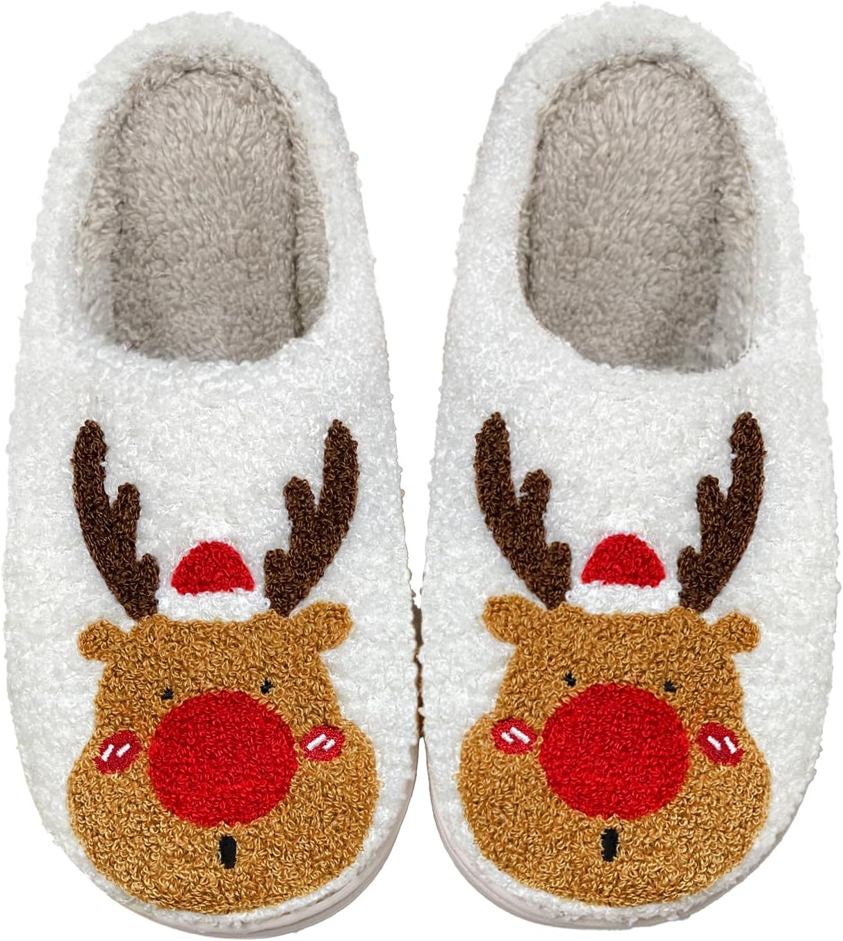 Women's Warm Graphic Christmas Slippers, Indoor, Fluffy & Warm Fleece Slip-On House Shoes, Perfect Gift For Mom, Sister, Girlfriend, Friends