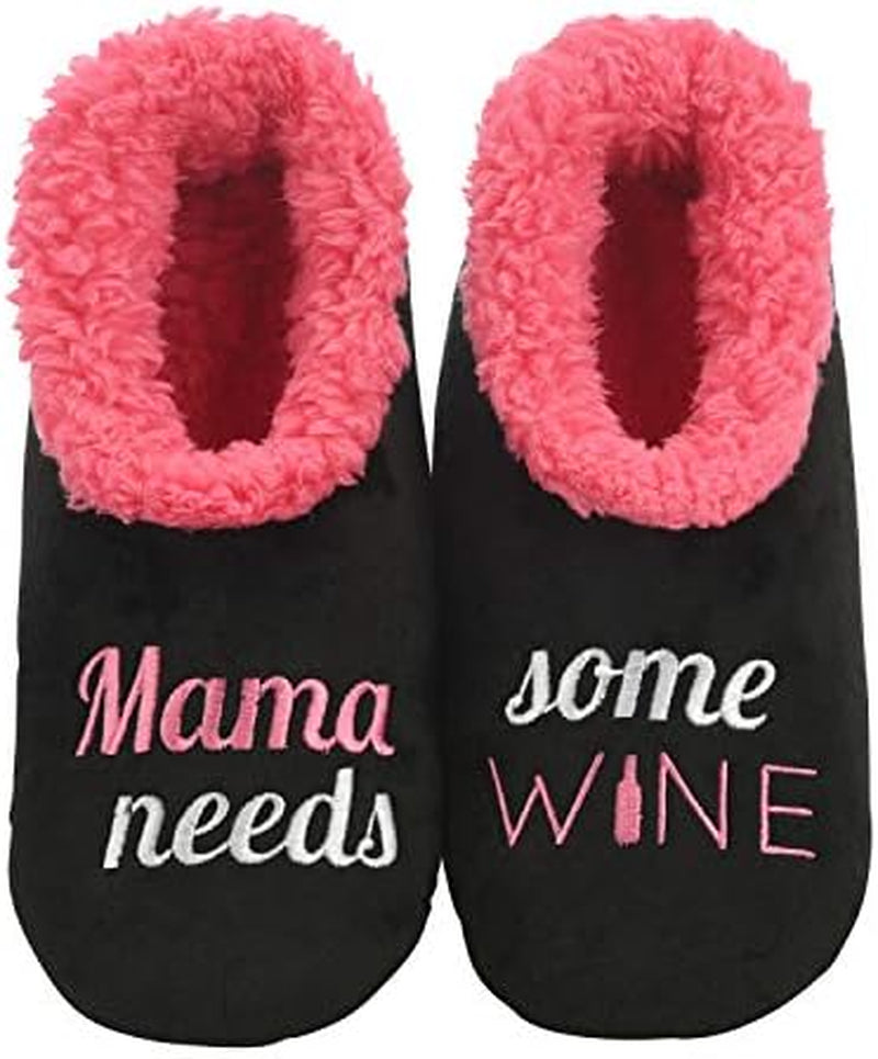 Women's Pairable  Wine & Coffee Gift Slippers - Funny Non-Slip Fuzzy House Slippers