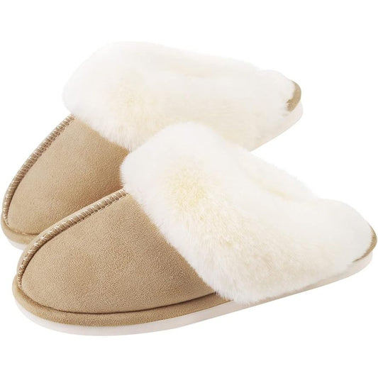 Women's Fuzzy Faux Fur & Suede Slippers, Warm & Comfortable, Multi Functional, Good Gift Idea for Girlfriend Family Member and Friends